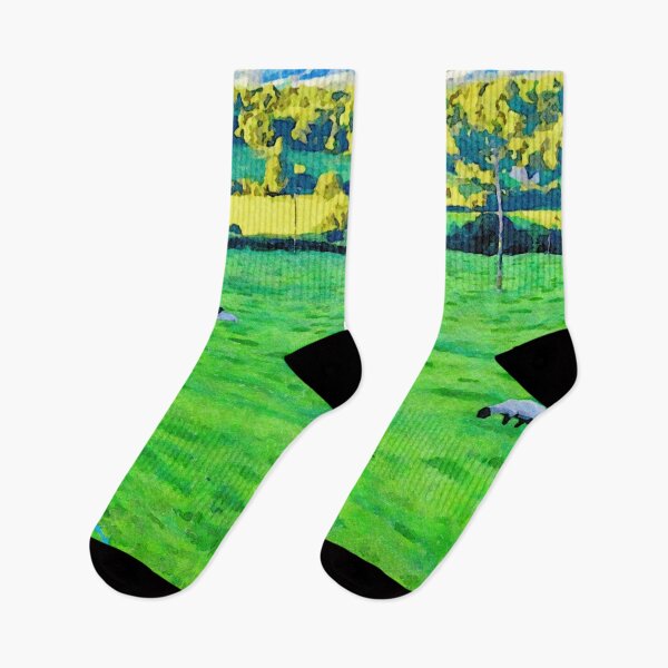 Item preview, Watercolor landscape of sheep grazing in Lake District, England designed and sold by GestaltImagery.