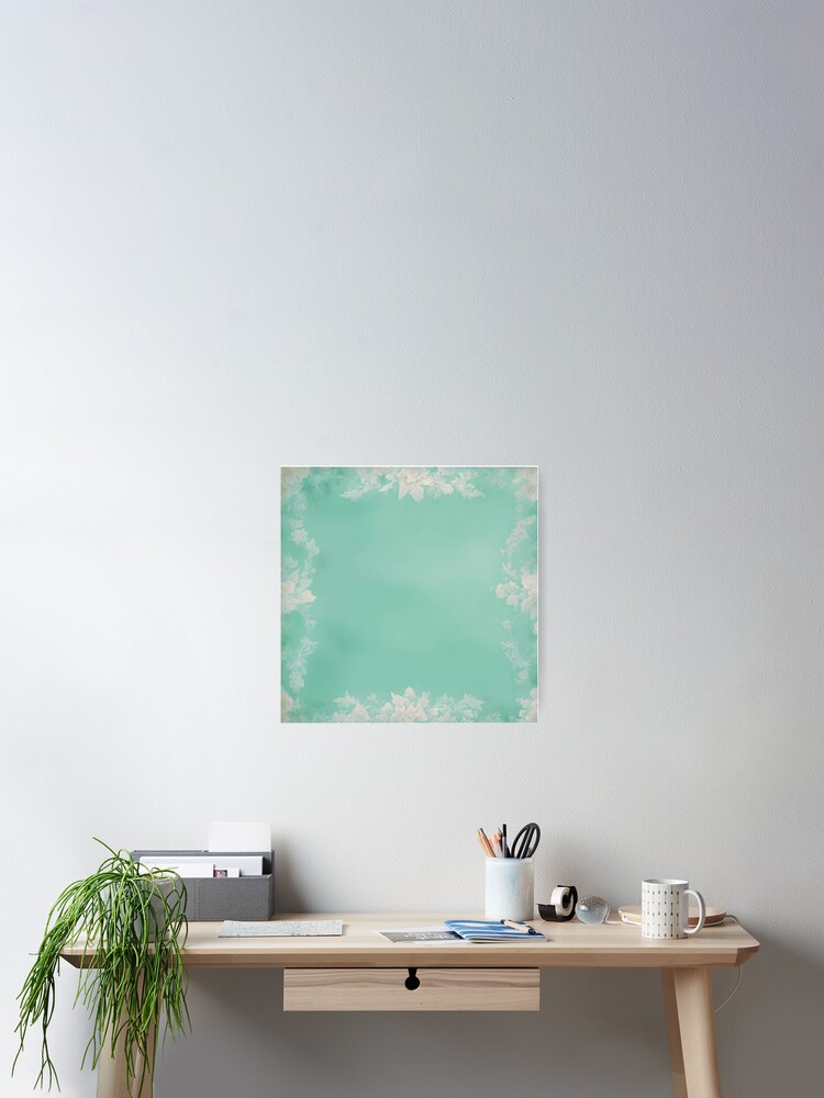 Vintage Paper- Light Teal Floral Poster