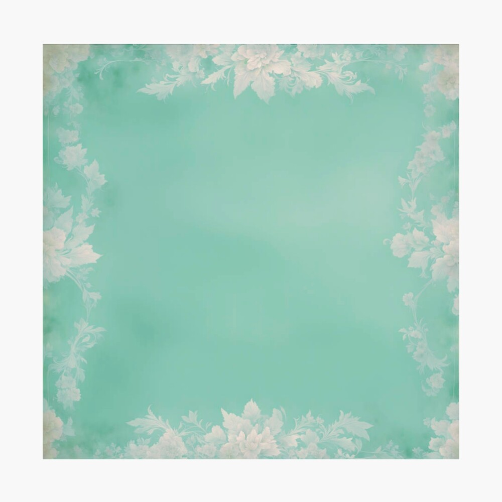 Vintage Paper- Light Teal Floral Poster