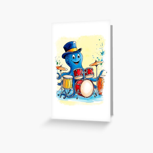 Item preview, Vintage Drumming With Smiling Octopus designed and sold by TestudoDesign.