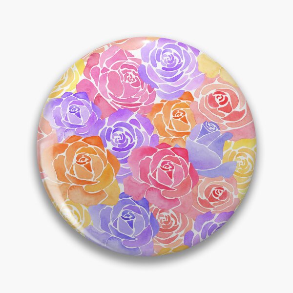 Item preview, A vibrant, colorful pattern of watercolor roses in various colors designed and sold by Hillary Holt.