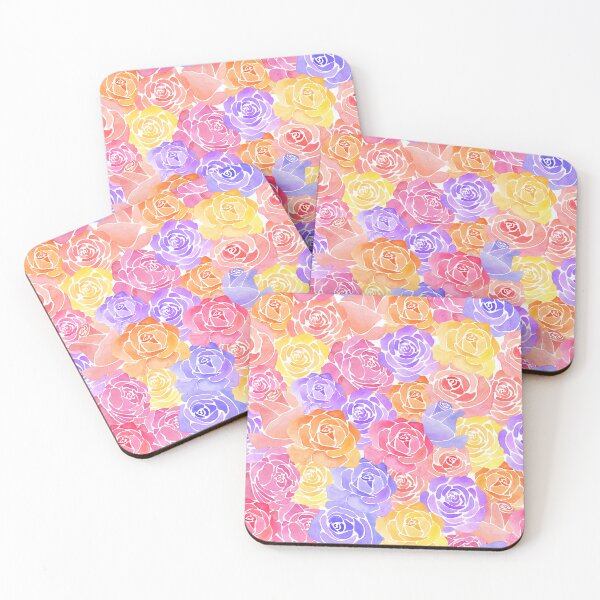 Item preview, A vibrant, colorful pattern of watercolor roses in various colors designed and sold by Hillary Holt.