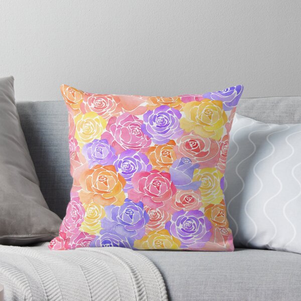 Item preview, A vibrant, colorful pattern of watercolor roses in various colors designed and sold by Hillary Holt.