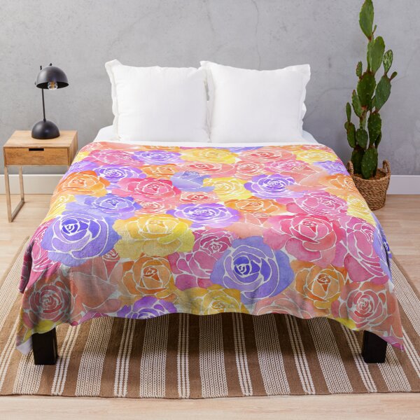 Item preview, A vibrant, colorful pattern of watercolor roses in various colors designed and sold by Hillary Holt.