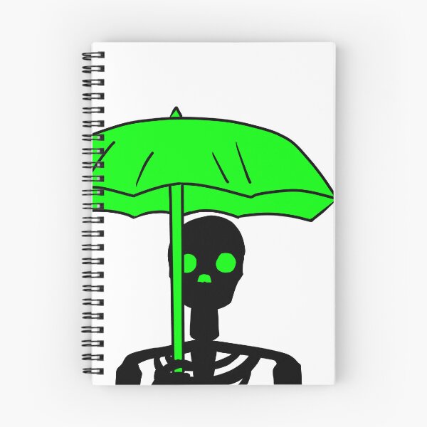 Item preview, Black Skeleton with Green Umbrella - Unique Halloween and Spooky Art Design designed and sold by RedEyeWolf.