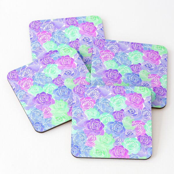 Item preview, Copy of A vibrant, colorful pattern of watercolor roses in various bright colors designed and sold by Hillary Holt.