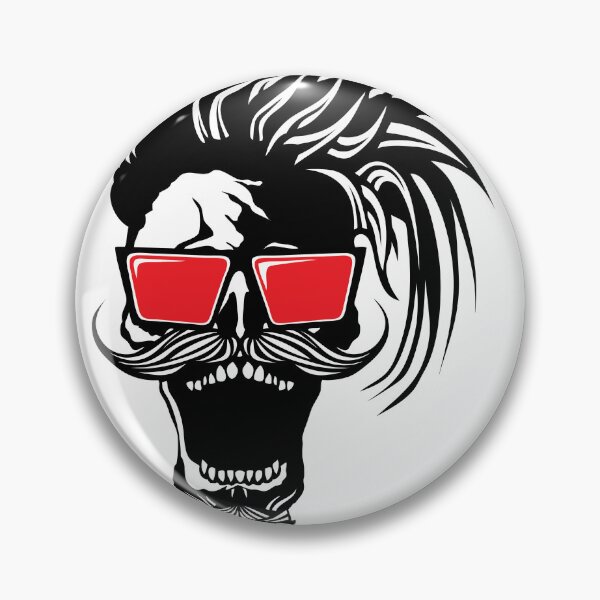 Item preview, skull hipster punk beard hairstyle futuristic glasses designed and sold by Achille3777.