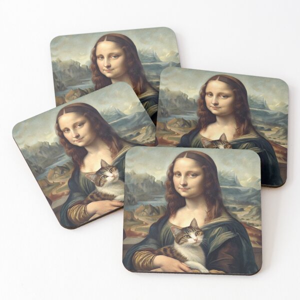 Item preview, Mona Lisa Painting with a Cat designed and sold by Graphitti Squad.