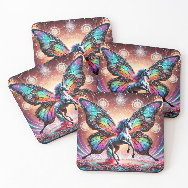Item preview, Sacred Rainbow Butterfly Unicorn Mandala 2 designed and sold by Fantasy Horseys.
