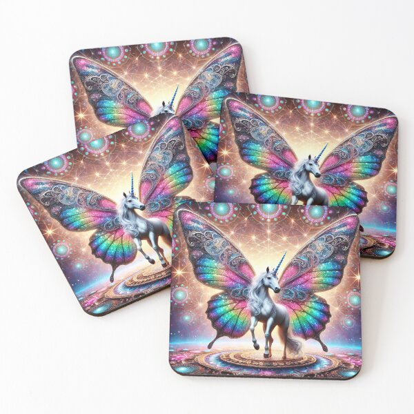 Item preview, Sacred Rainbow Butterfly Unicorn Mandala 1 designed and sold by Fantasy Horseys.