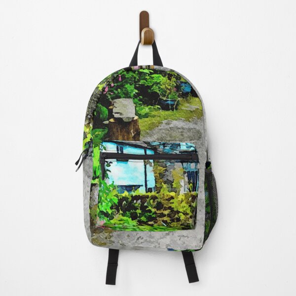 Item preview, Charming rustic courtyard with lush greenery in watercolor designed and sold by GestaltImagery.