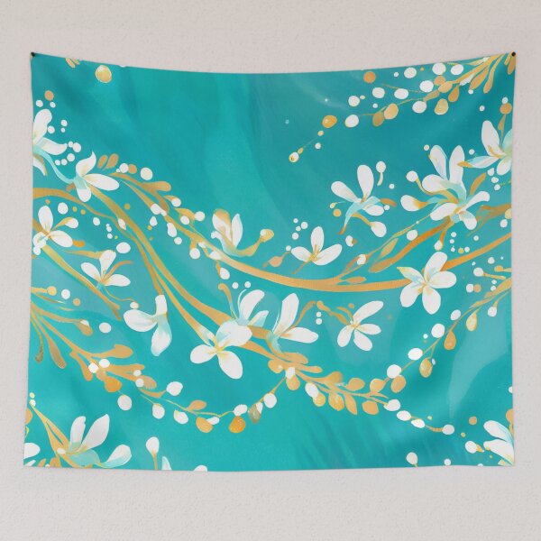 Item preview, Golden Vines on Turquoise designed and sold by Glam-OOTD.