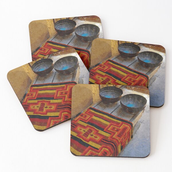 Item preview, Colorful Native American textile and bowls in a rustic New Mexico setting designed and sold by GestaltImagery.