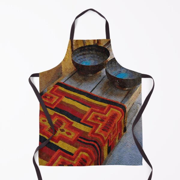 Item preview, Colorful Native American textile and bowls in a rustic New Mexico setting designed and sold by GestaltImagery.