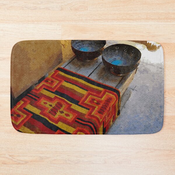 Item preview, Colorful Native American textile and bowls in a rustic New Mexico setting designed and sold by GestaltImagery.