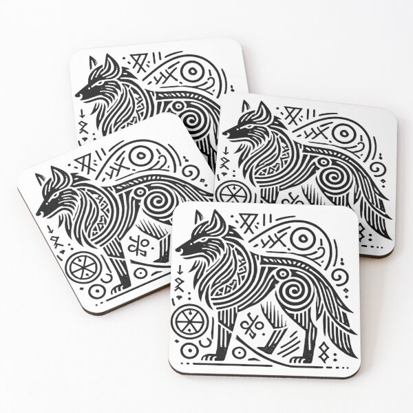 Item preview, Viking Wolf & Runes – Scandinavian Mythology Linework Design designed and sold by D'riftr.