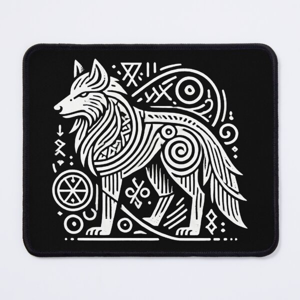 Item preview, Viking Wolf & Runes – Scandinavian Mythology Linework Design designed and sold by D'riftr.