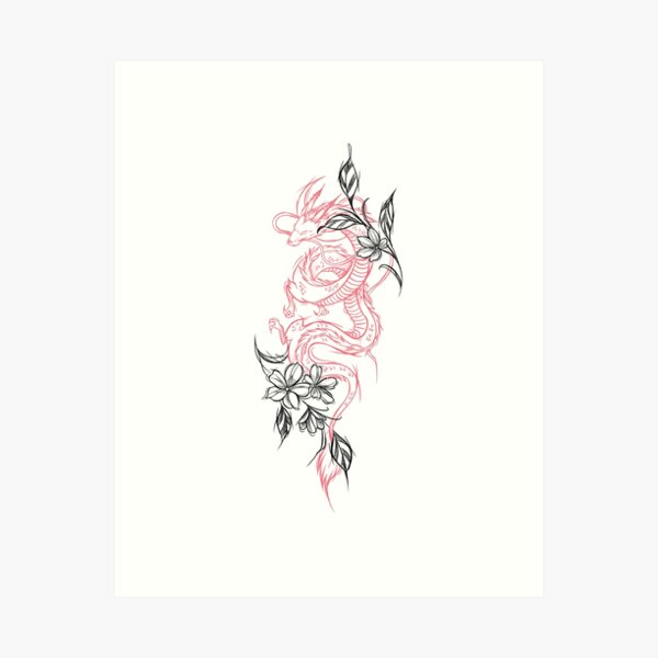 Vista previa del artículo con la obra «Dragón chino rosa», diseñado y vendido por Tinaa666.