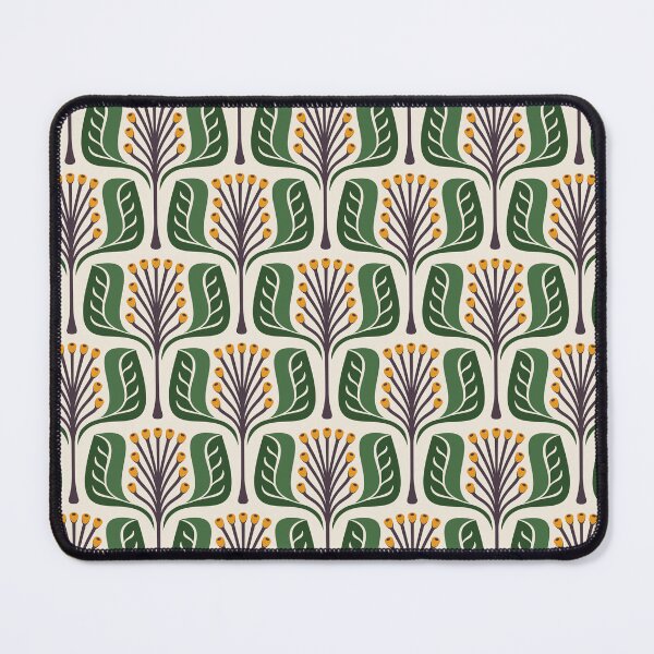 Item preview, KF 0357 D - Vintage Retro Berries 70s Floral Pattern in Green Yellow Brown designed and sold by KhakiFinch.