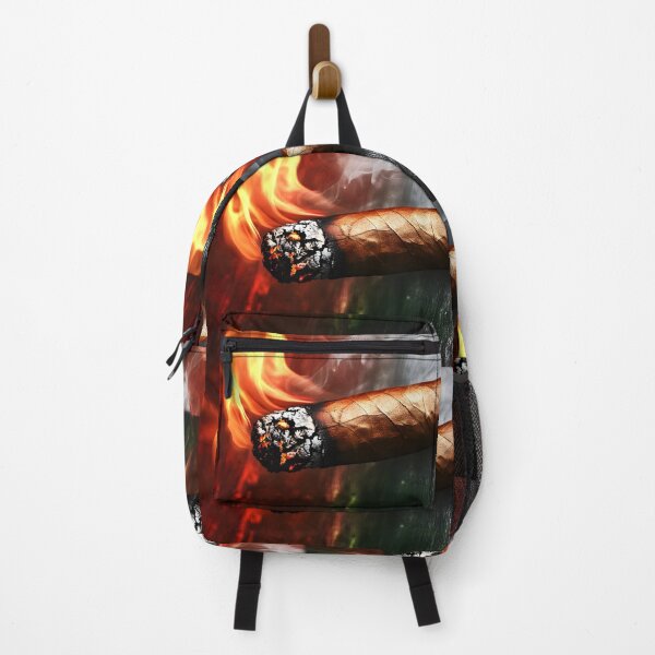 Item preview, Inferno Smoke - Burning Cigar with Intense Flames and Fiery Glow Against Dark Backdrop designed and sold by OlfactoART Studio.
