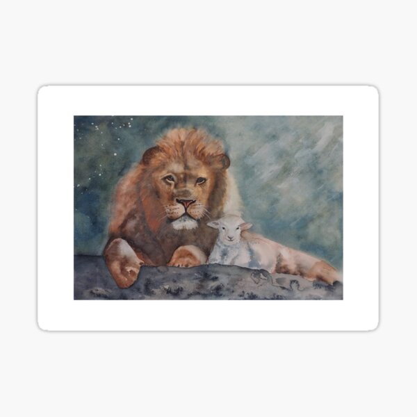 Item preview, Lion and Lamb – Original Watercolor Art Print designed and sold by Furry Friends Watercolors.
