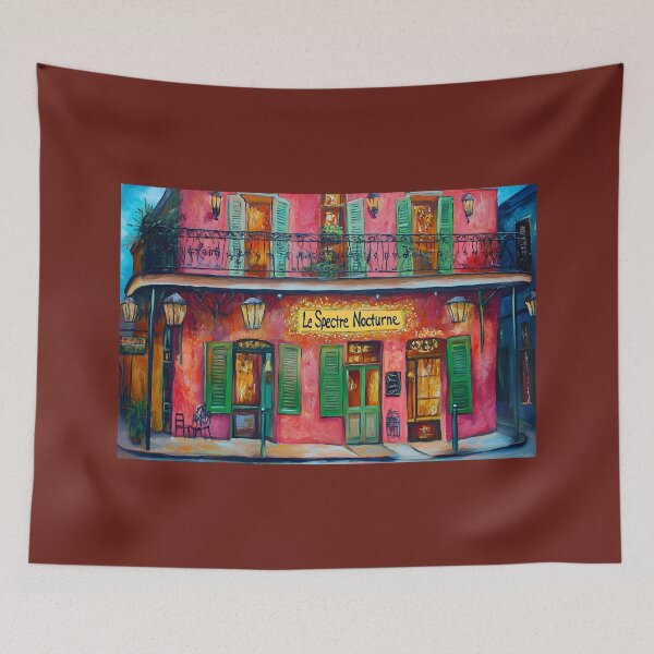 Item preview, Le Spectre Nocturne - A Lively New Orleans Café Glowing with Charm Abstract AI Generated Art designed and sold by OlfactoART Studio.