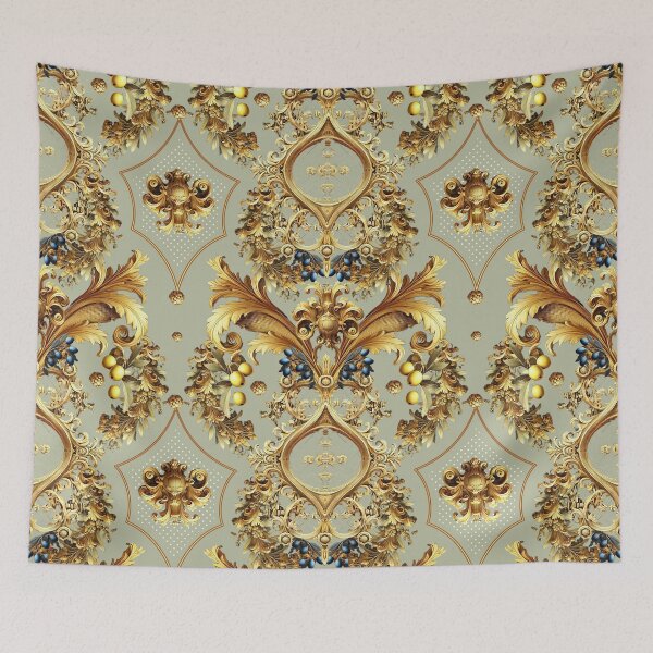 Item preview, Hand drawing baroque black yellow pattern design designed and sold by Arscorart.