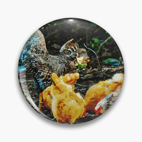 Item preview, Watercolor depiction of chickens and rooster in natural setting designed and sold by GestaltImagery.