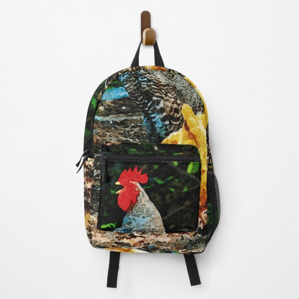Item preview, Watercolor depiction of chickens and rooster in natural setting designed and sold by GestaltImagery.