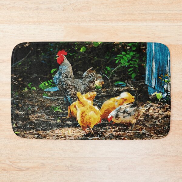 Item preview, Watercolor depiction of chickens and rooster in natural setting designed and sold by GestaltImagery.