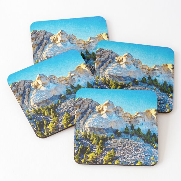 Item preview, Watercolor painting of Mount Rushmore with a clear blue sky designed and sold by GestaltImagery.