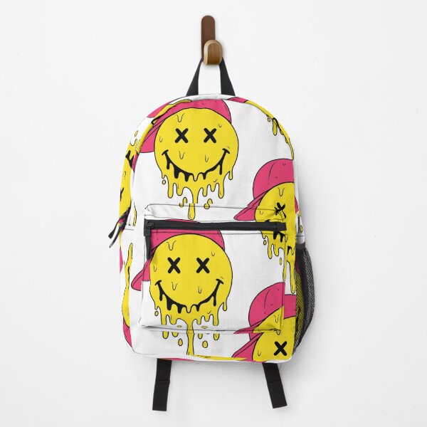 Item preview, Yellow emoji with a pink cap smiling, Hip Hop style emoji melting designed and sold by AFernandesDSG.
