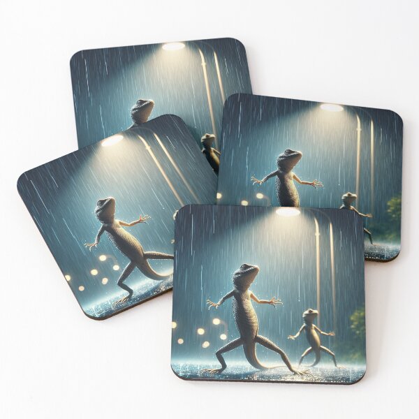 Item preview, Lizards dancing at a street lamp at night designed and sold by Dogandesighn.
