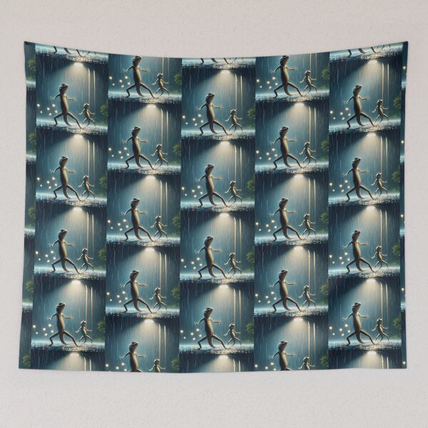 Item preview, Lizards dancing at a street lamp at night designed and sold by Dogandesighn.
