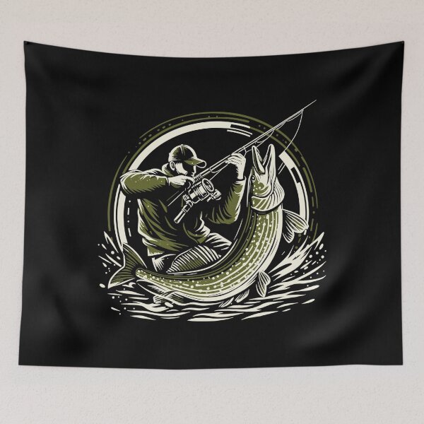 Item preview, Fishing Angler Pike Giant Fish Olive Green Gift designed and sold by Pineapple-Tree.