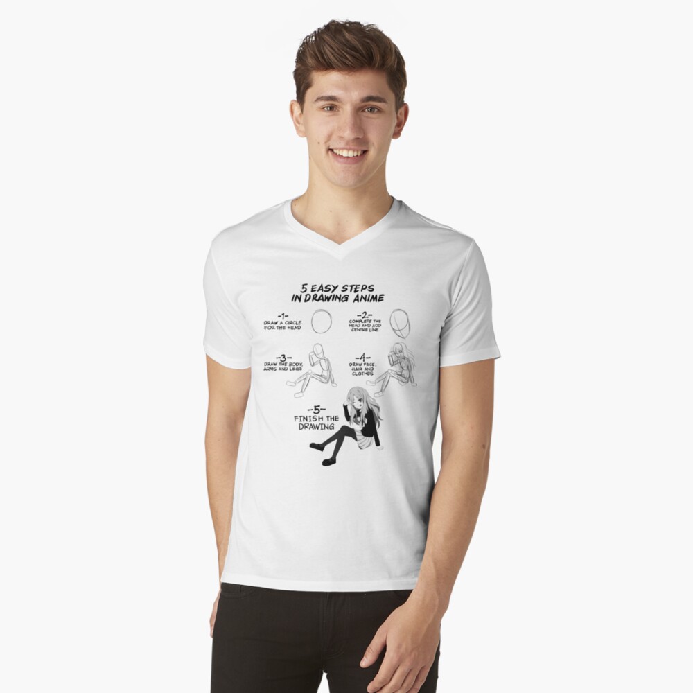 5 Easy Steps To Draw Anime T Shirt T Shirt By Shoukochan Redbubble