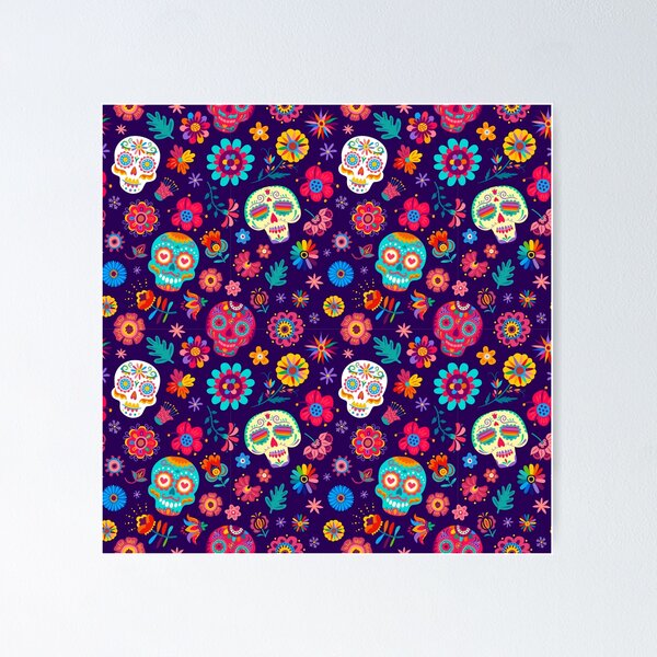 Item preview, Colorful Day of the Dead Floral Skull Pattern designed and sold by AppliedDesigns1.
