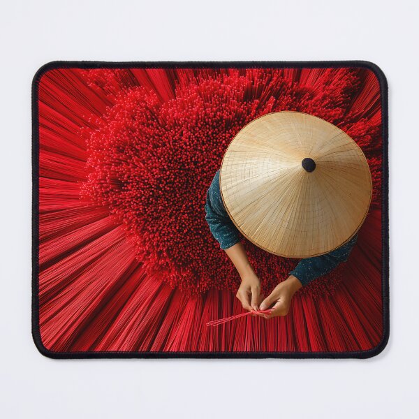 Item preview, Person arranging vibrant red incense sticks by hand designed and sold by Artessie.