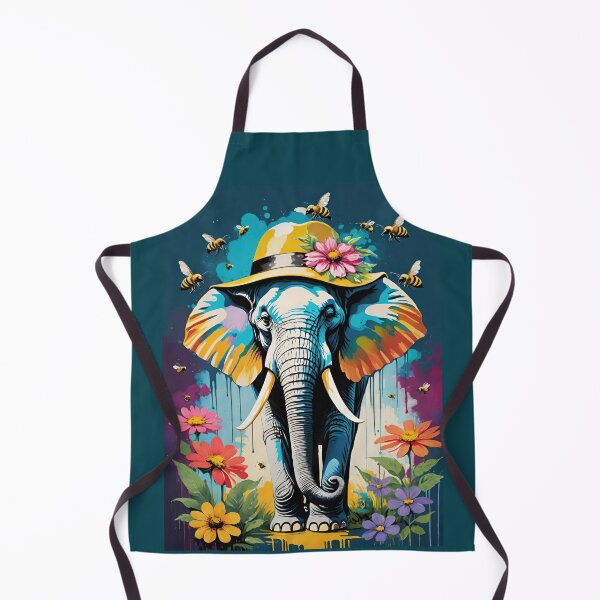 Item preview, Charming Elephant Wearing A Sunhat With A Pink Flower Surrounded By Busy Bees designed and sold by CarrollGene.