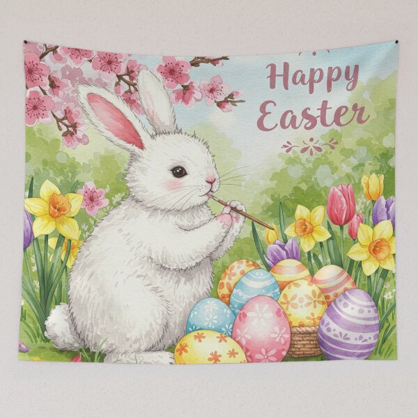 Item preview, Pastel Easter Bunny with a Brush and Easter Eggs. designed and sold by Wild-way Art.