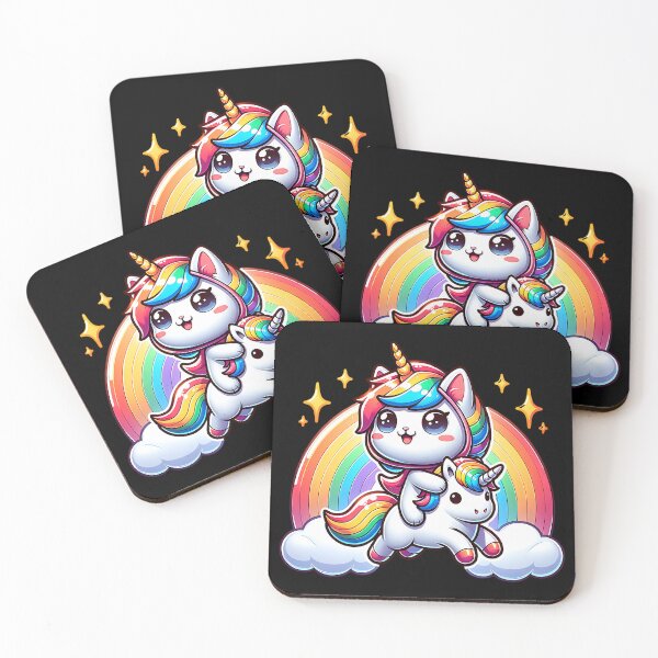 Item preview, Unicorn Cat Riding a Unicorn - Magical & Whimsical Rainbow designed and sold by Kawaii-n-Spice.