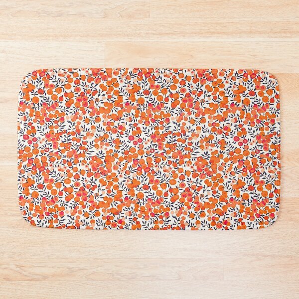 Item preview, Orange and white floral fabric designed and sold by Yonacreation.