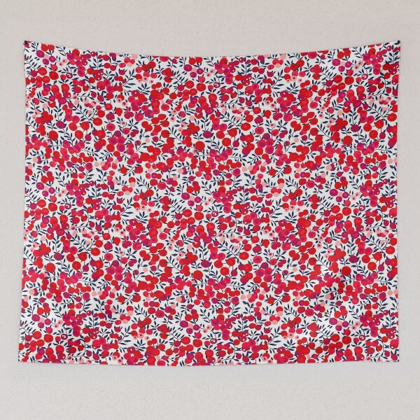 Item preview, red and white floral print fabric designed and sold by Yonacreation.