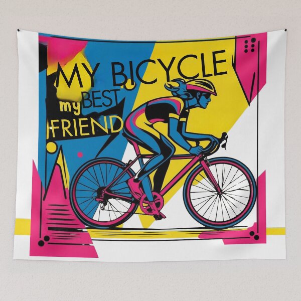 Item preview, My bicycle, my best friend - vibrant cycling art print designed and sold by W-McSapa.