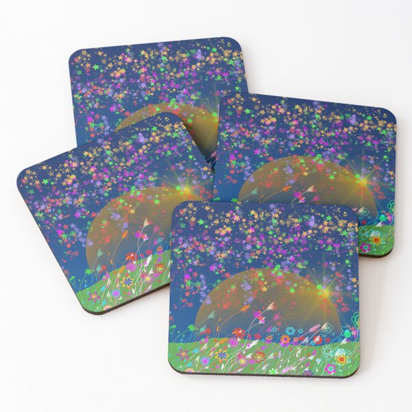 Aperçu de l'œuvre Fantaisie de fleurs et d'étoiles avec lune créée et vendue par manoloshoping.