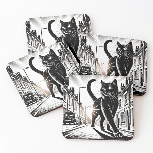 Item preview, Black cat on th street designed and sold by OneMoreShopHere.