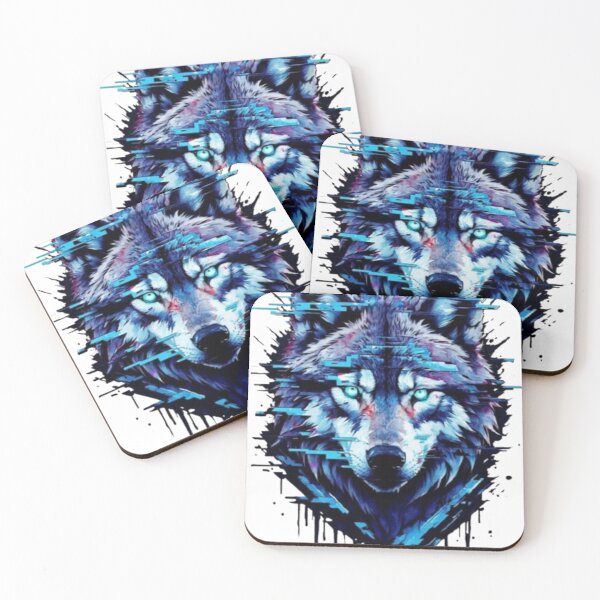Item preview, Neon Blue Wolf Head – Dripping Paint Art designed and sold by MaciejCraft.