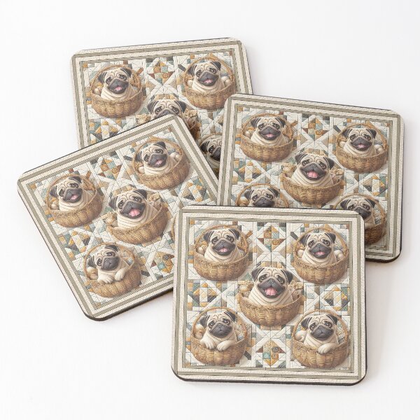 Item preview, Pugs in Baskets Quilt All Over Print Tote Bag designed and sold by candiscamera.