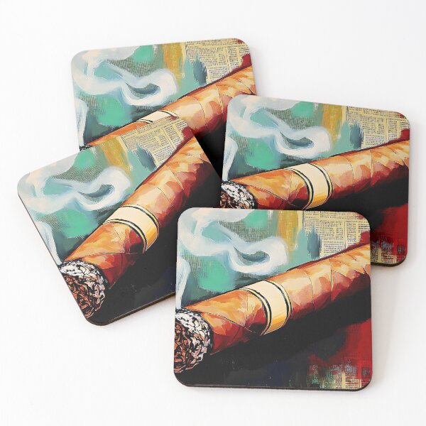 Item preview, Abstract Smoke - Detailed Lit Cigar with Swirling Smoke Against Vibrant Multi-Colored Background designed and sold by OlfactoART Studio.