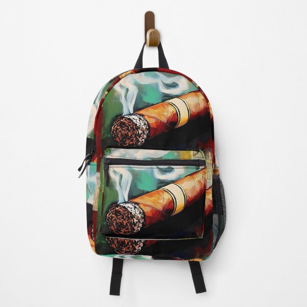 Item preview, Abstract Smoke - Detailed Lit Cigar with Swirling Smoke Against Vibrant Multi-Colored Background designed and sold by OlfactoART Studio.
